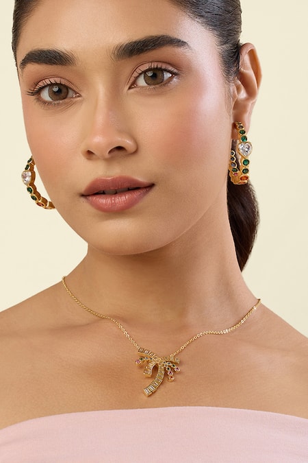 Isharya Palm Groove Necklace Set 