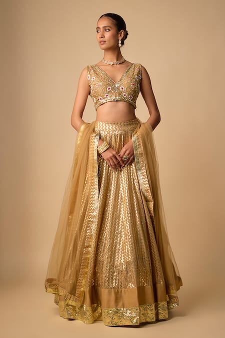 Neha Khullar Zardozi Tissue Embroidered Lehenga Set