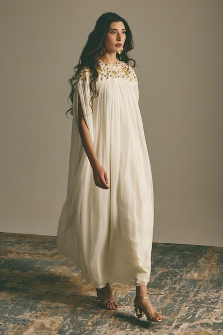 Shimona Embroidered Yoke Kaftan Gown 
