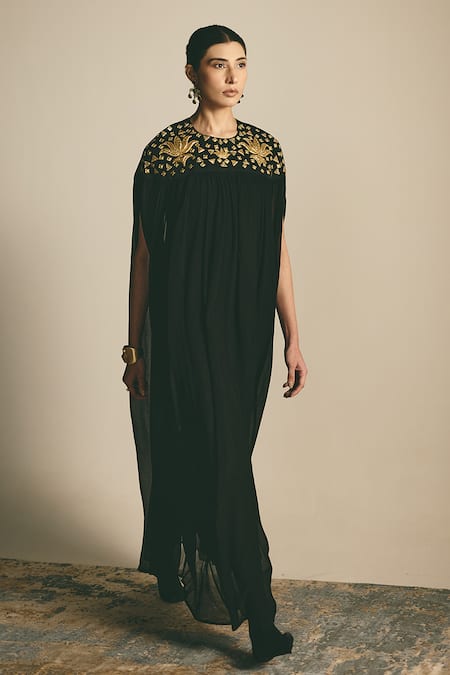 Shimona Embroidered Yoke Kaftan Gown 