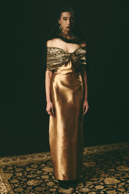 Shimona Metallic Off Shoulder Gown 