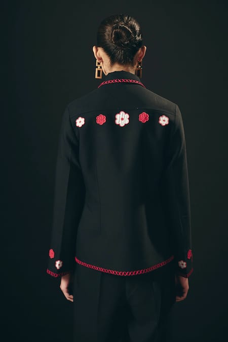 Shimona Noire Embroidered Jacket & Pant Set 