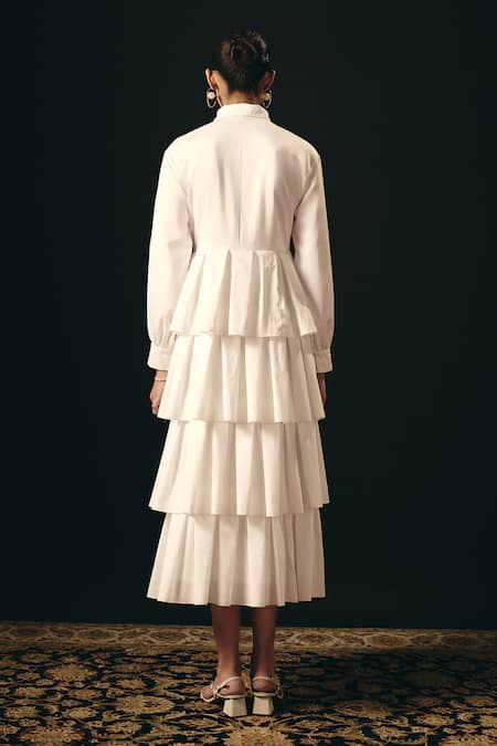 Shimona Ruffle Layered Cotton Satin Dress 