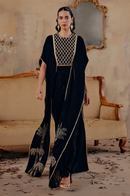 Ajiesh Oberoi Ruaab Embroidered Cape & Pant Set 