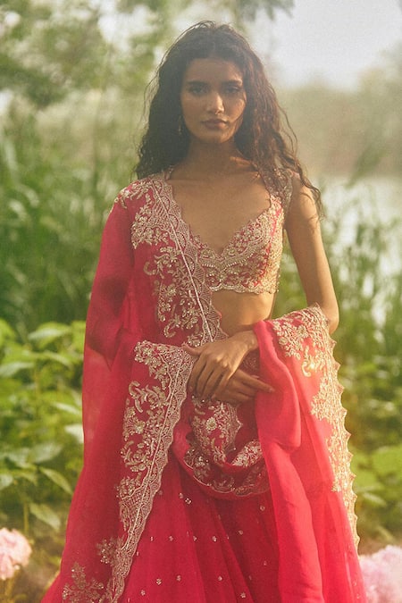 Anushree Reddy Embroidered Blouse Skirt Set 