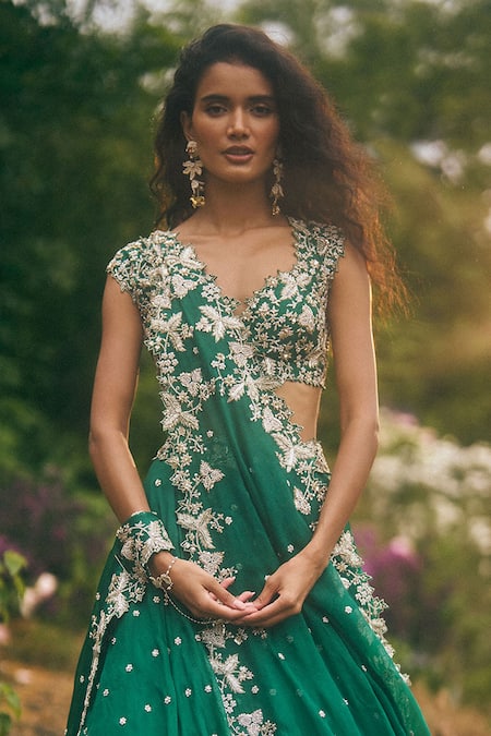 Anushree Reddy Embroidered Organza Lehenga Set 