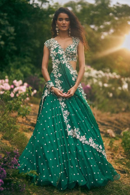 Anushree Reddy Embroidered Organza Lehenga Set 