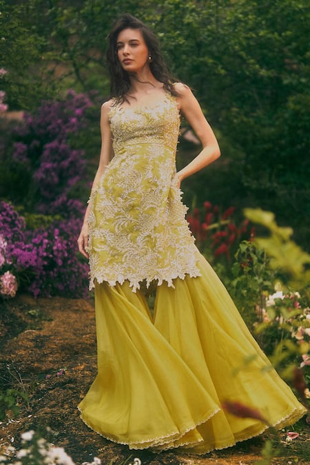 Anushree Reddy Organza Embroidered Kurta Set 