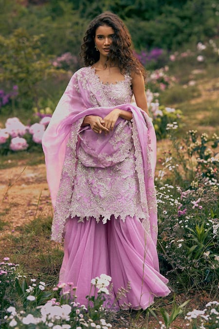 Anushree Reddy Zari Embellished Kurta Sharara Set 