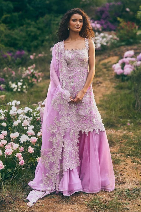Anushree Reddy Zari Embellished Kurta Sharara Set 
