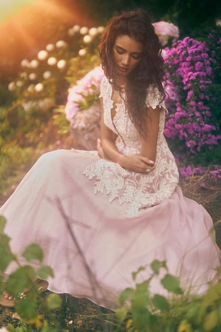 Anushree Reddy Embroidered Peplum Top & Flared Pant Set 