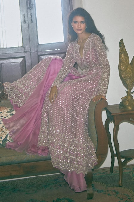 Anushree Reddy Embroidered Jacket Skirt Set 