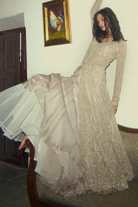 Anushree Reddy Embellished Jacket Skirt Set 