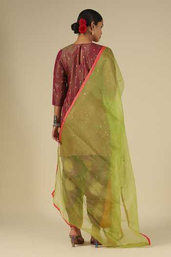Buy LATHA PUTTANNA Maroon Silk, Organza Embroidery, Zari Hand Karnataka Kurta Set With Dupatta Online at Aza Fashions Buy_LATHA PUTTANNA_Maroon Silk, Organza Embroidery, Zari Hand Karnataka Kurta Set With Dupatta _Online_at_Aza_Fashions