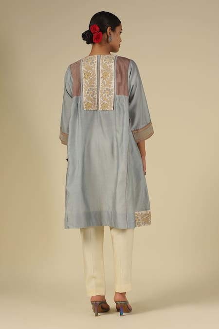 LATHA PUTTANNA Contrast Yoke Kurta Set 