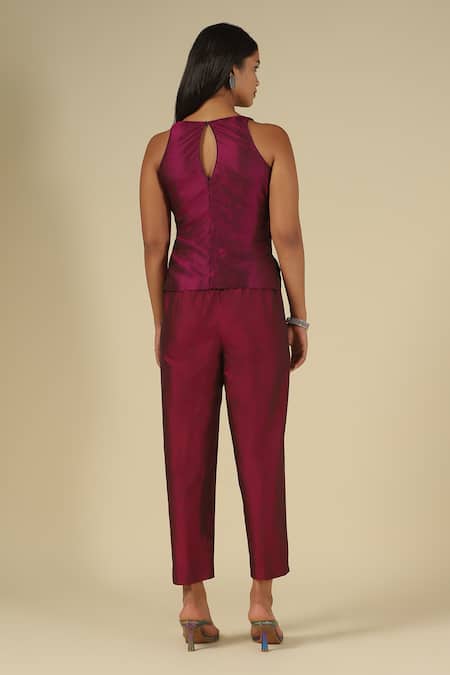 LATHA PUTTANNA Gold Silk, Cotton Embroidery Open , Scoop Thread Jacket Pant Set Online at Aza Fashions LATHA PUTTANNA_Gold Silk, Cotton Embroidery Open , Scoop Thread Jacket Pant Set _Online_at_Aza_Fashions