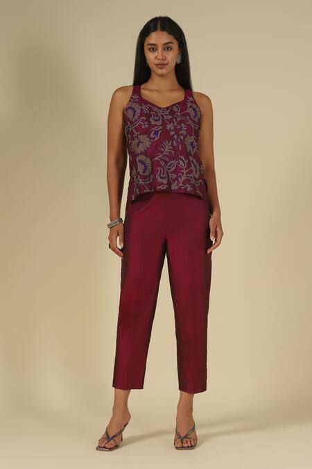 Buy LATHA PUTTANNA Gold Silk, Cotton Embroidery Open , Scoop Thread Jacket Pant Set Online at Aza Fashions Buy_LATHA PUTTANNA_Gold Silk, Cotton Embroidery Open , Scoop Thread Jacket Pant Set _Online_at_Aza_Fashions