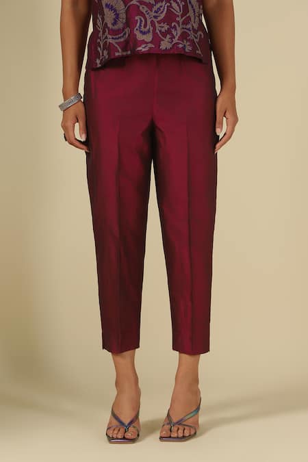 LATHA PUTTANNA Gold Silk, Cotton Embroidery Open , Scoop Thread Jacket Pant Set at Aza Fashions LATHA PUTTANNA_Gold Silk, Cotton Embroidery Open , Scoop Thread Jacket Pant Set _at_Aza_Fashions