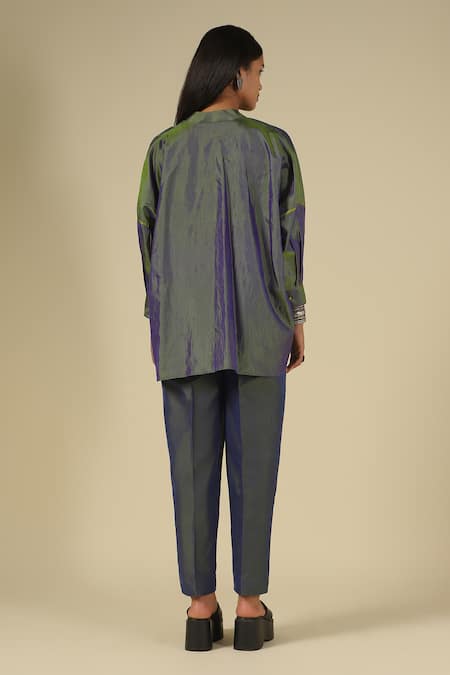 LATHA PUTTANNA Karnataka Silk Button-Down Top 