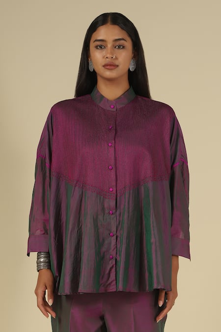 LATHA PUTTANNA Silk Thread Hand Embroidered Top 