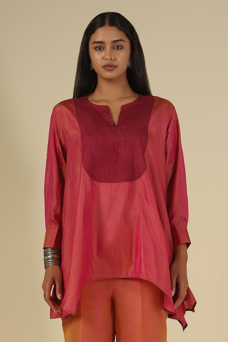 LATHA PUTTANNA Silk Thread Embroidered Karnataka Silk Top 