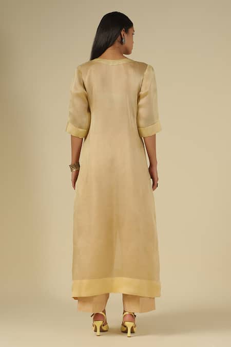 LATHA PUTTANNA Embroidered Satin Organza Kurta 