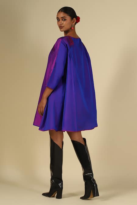 LATHA PUTTANNA Silk Thread Embroidered Dress 