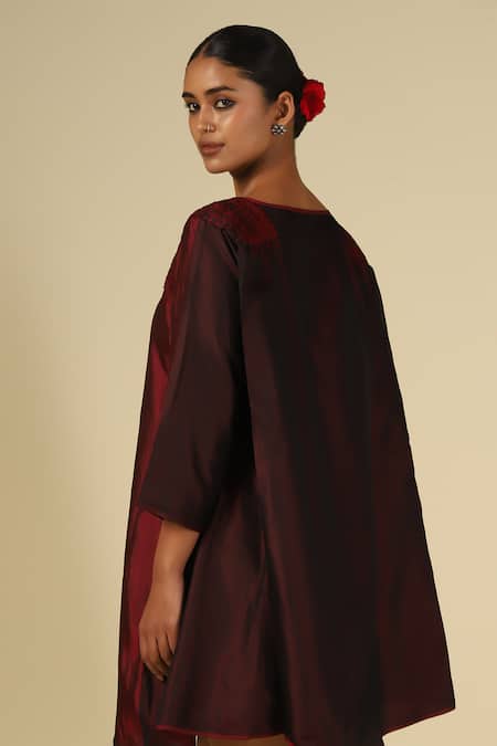 LATHA PUTTANNA Silk Thread Embroidered Dress 