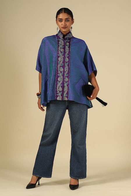 LATHA PUTTANNA Silk Thread Embroidered Top 