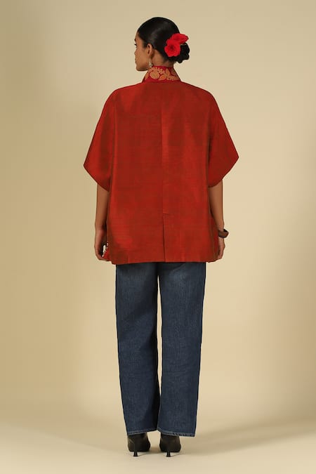 LATHA PUTTANNA Raw Silk Embroidered Top 