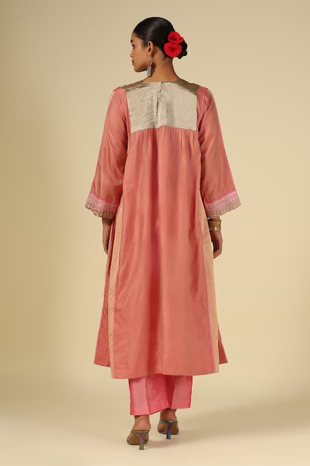 LATHA PUTTANNA Satin Silk Kurta & Pant Set 
