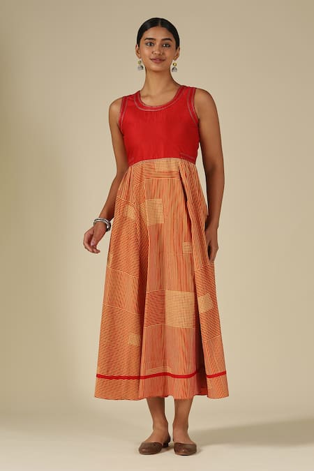 LATHA PUTTANNA Silk Thread Embroidered Dress 