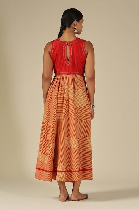 LATHA PUTTANNA Silk Thread Embroidered Dress 