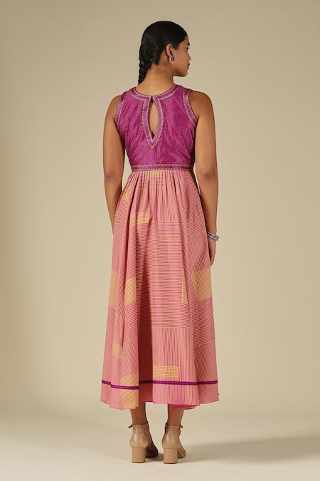 LATHA PUTTANNA Silk Thread Embroidered Dress 