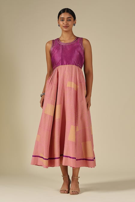 LATHA PUTTANNA Silk Thread Embroidered Dress 