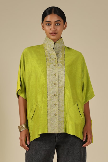 LATHA PUTTANNA Silk Thread Embroidered Top 