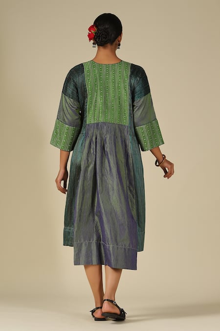 LATHA PUTTANNA Silk Thread Embroidered Dress 