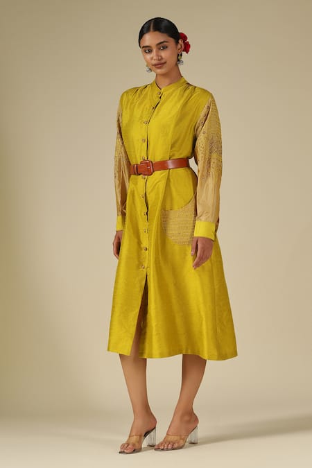 LATHA PUTTANNA Silk Thread Embroidered Dress 