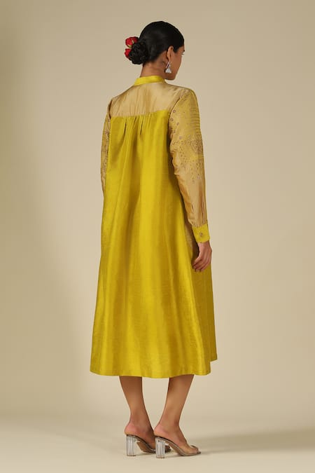 LATHA PUTTANNA Silk Thread Embroidered Dress 