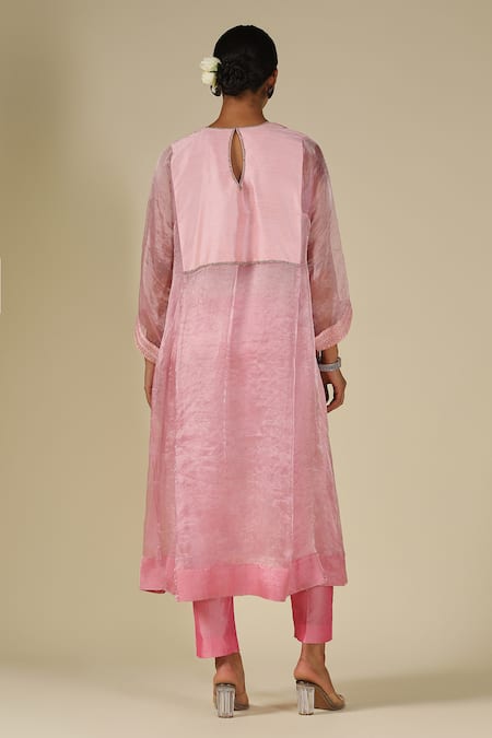 LATHA PUTTANNA Silk Thread Embroidered Kurta Set 