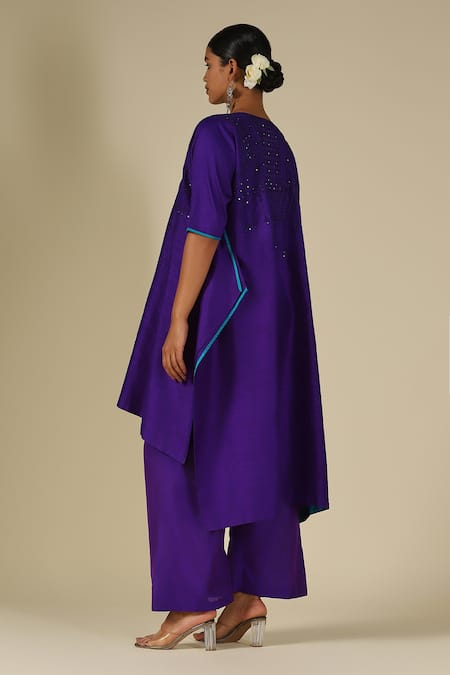 LATHA PUTTANNA Silk Thread Embroidered Kurta & Pant Set 