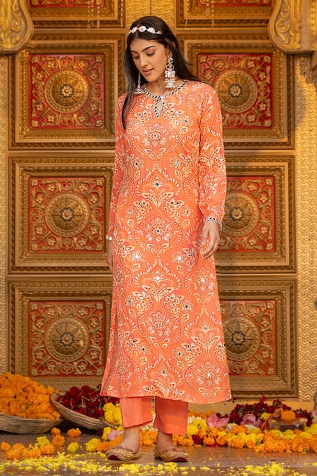 Sajeda A Lehry Indu Printed Kurta Pant Set 