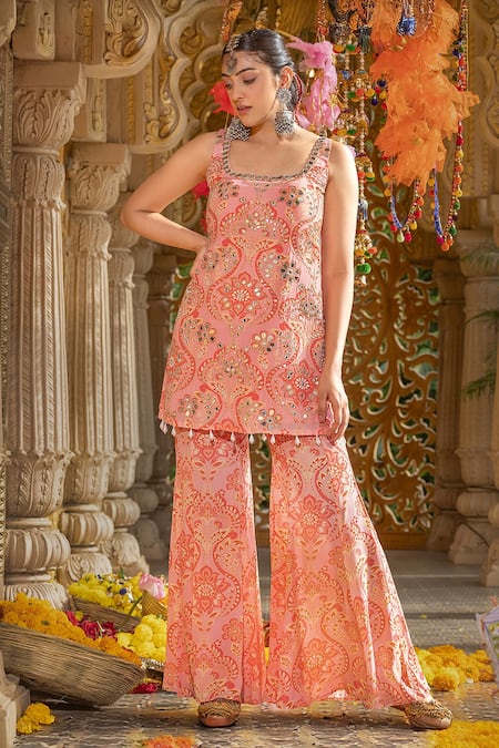 Sajeda A Lehry Sitaara Printed Kurta & Sharara Set 