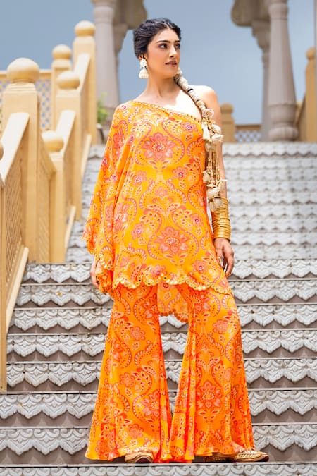 Sajeda A Lehry Haya One Shoulder Top & Sharara Set 