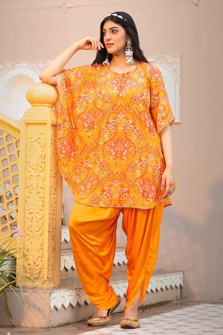 Sajeda A Lehry Floral Print Kaftan & Dhoti Pant Set 