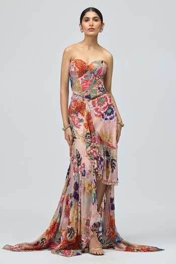 Varun Bahl Floral Print Corset & Skirt Set 