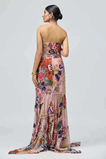 Varun Bahl Floral Print Corset & Skirt Set 