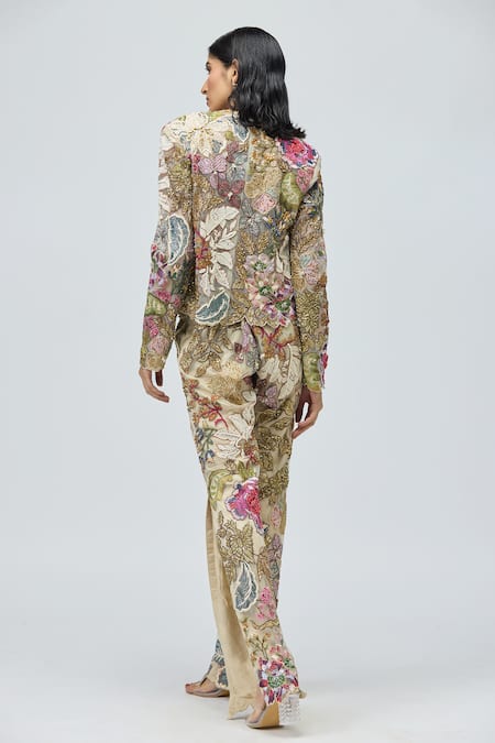 Varun Bahl Floral Embroidered Jacket Set 