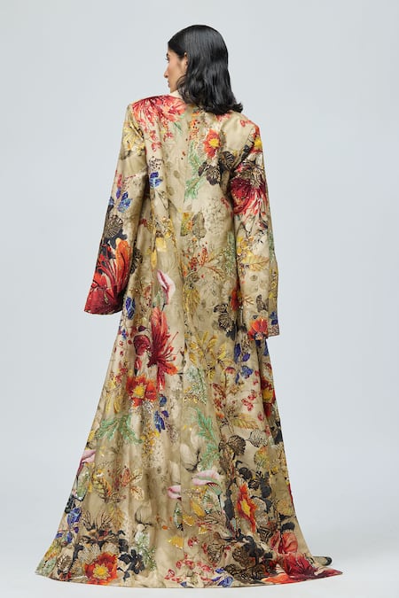 Varun Bahl Floral Print Cape Trouser Set 