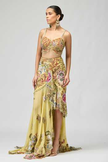 Varun Bahl Floral Embroidered Skirt & Blouse Set 